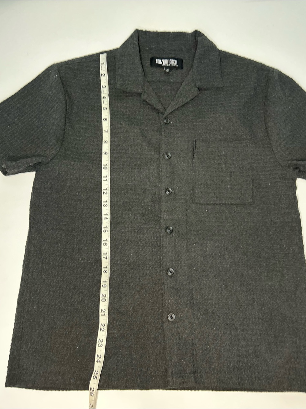 San Francisco Work Shirts Charcoal Grey Textured Woven Eyelet Camp Shirt Medium - Picture 5 of 8